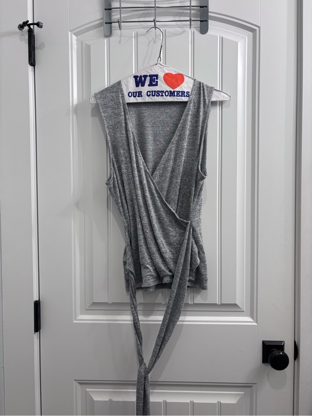 GAP Grey Sleeveless Wrap Tank with Tie
